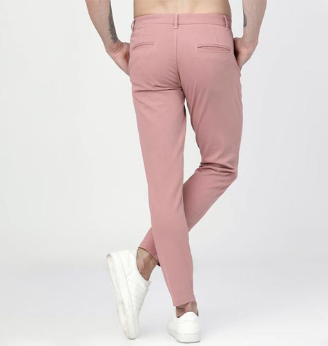 Men Pink Slim Fit Solid Chinos